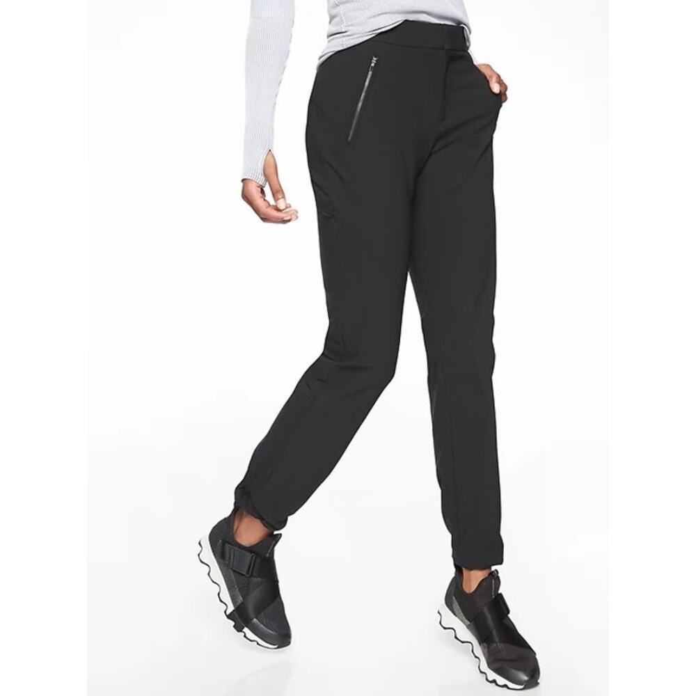 Athleta Wander Straight Pants 4T Black Athletic‎ Yoga Pants Hiking Zip Pockets
